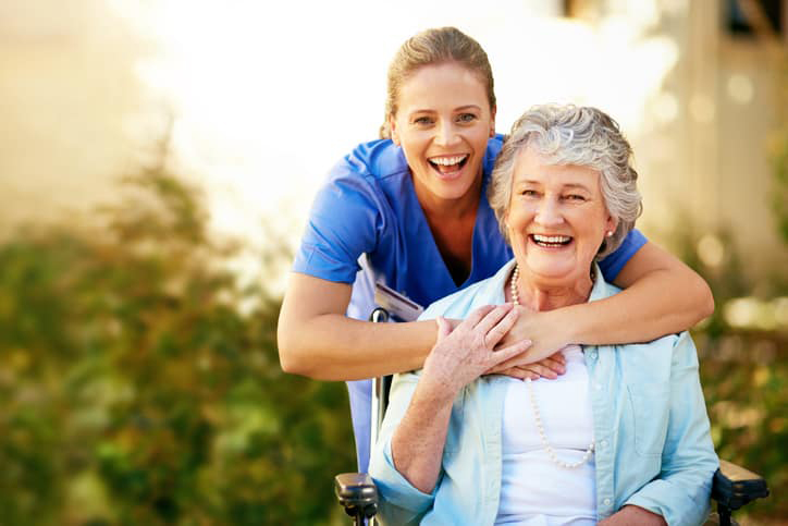 Professional caregiver providing personal care assistance
